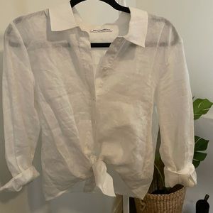 Reformation button up tie front top